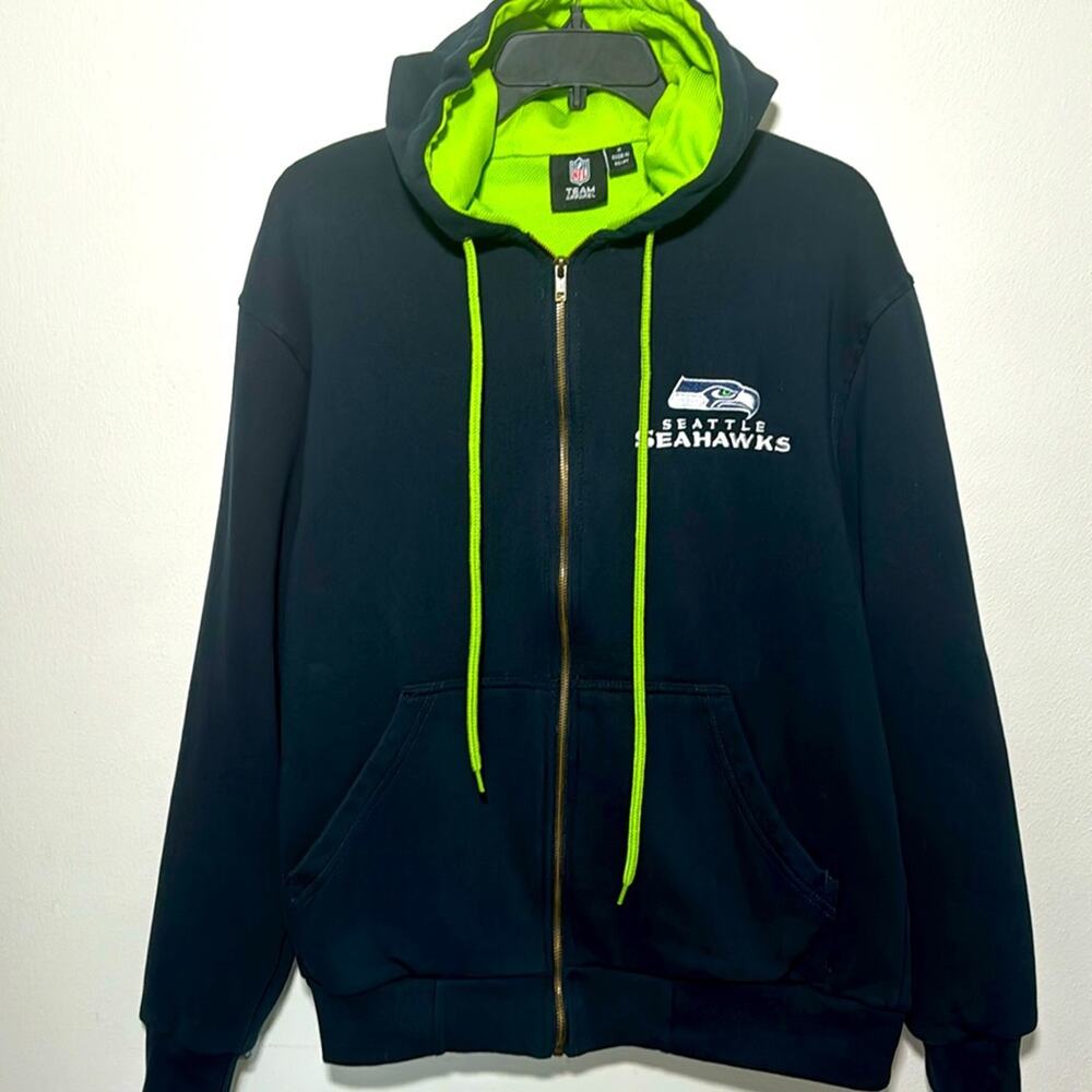Seattle Seahawks full zip sweatshirt hoody navy -sz men's M